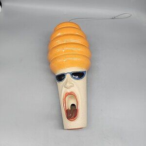 Vintage 2002 AAARGH DESIGNS Pottery Bird House Lady Orange Beehive ~11.5”